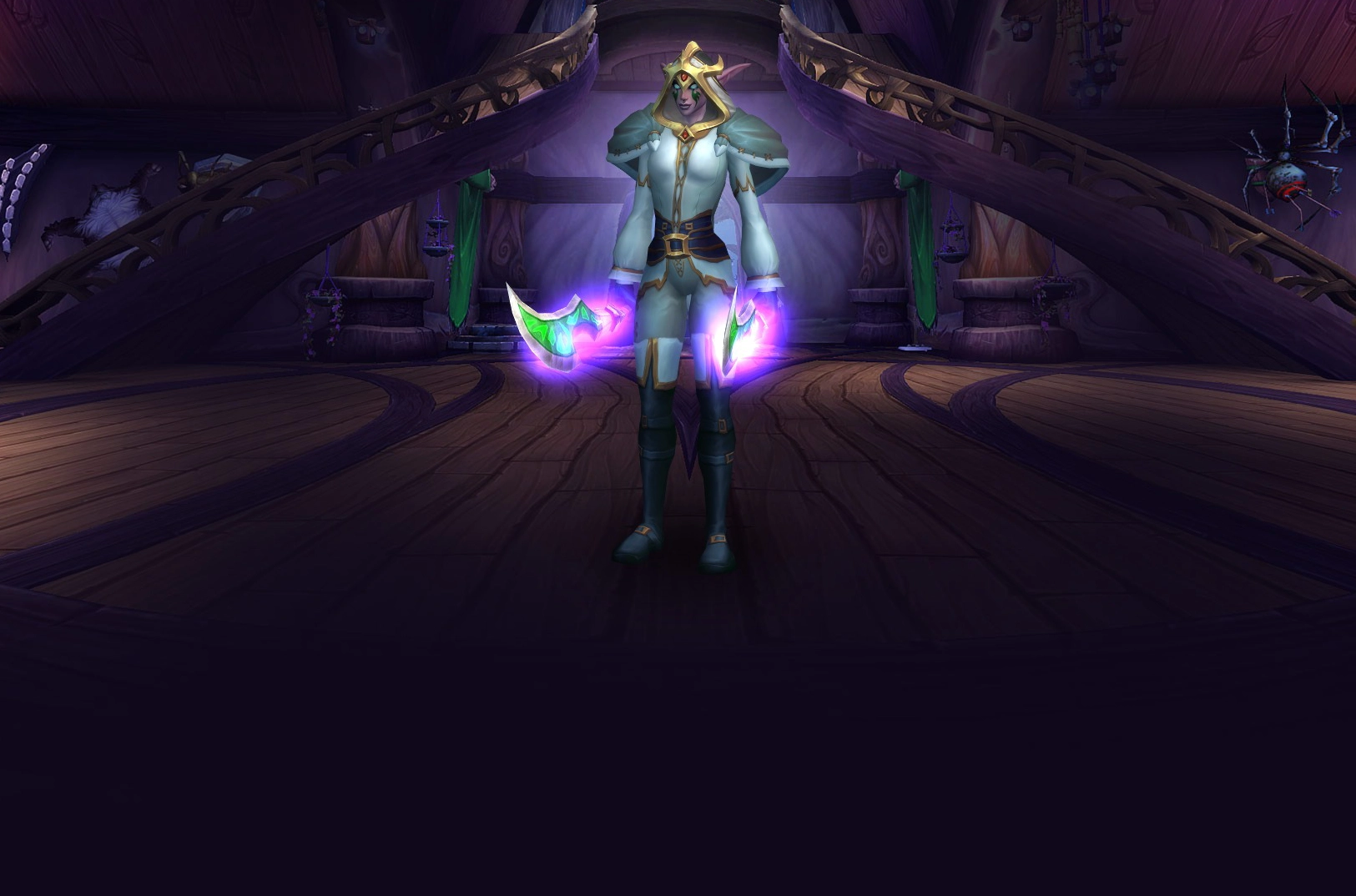 Character wearing great looking current gear with a stylish PvE transmog in World of Warcraft