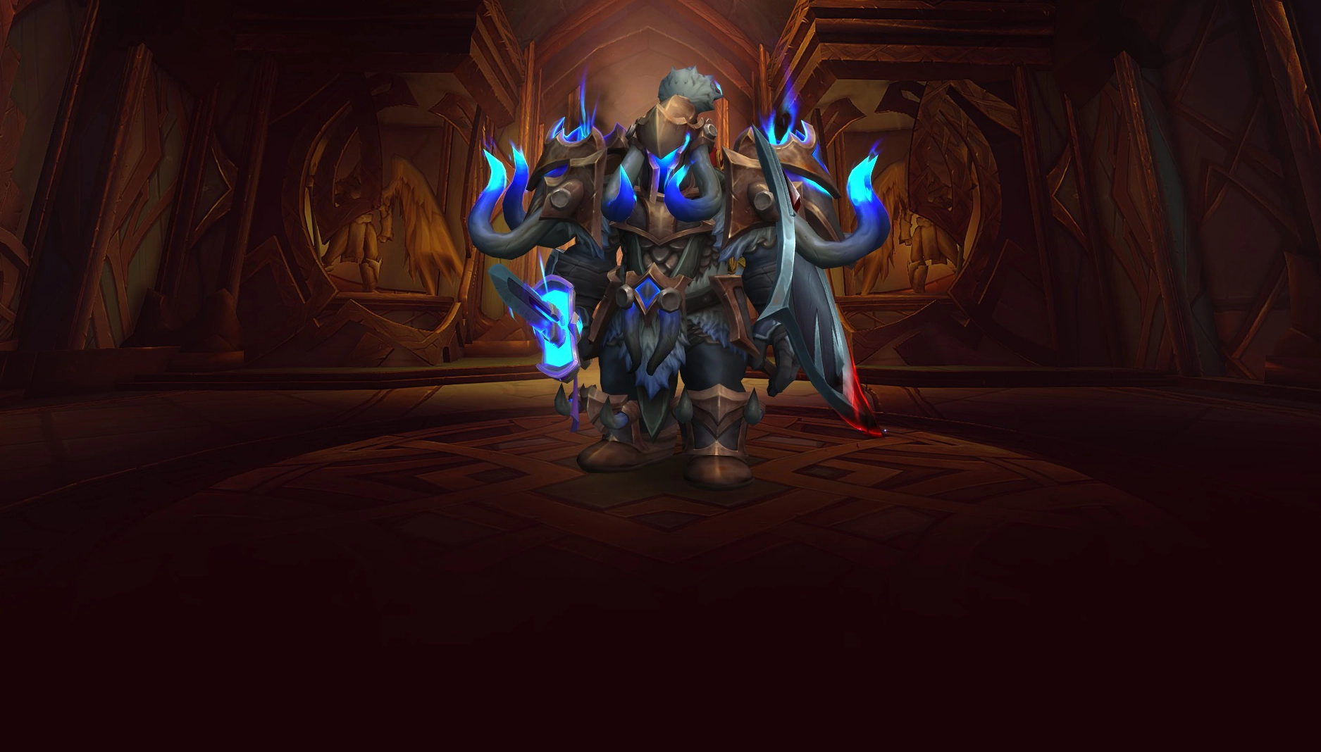 Character wearing great looking current gear with a stylish PvE transmog in World of Warcraft