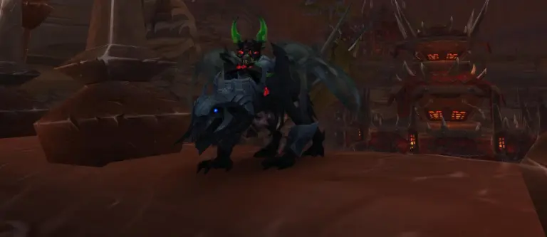 Unchained Gladiator's Soul Eater mount with Warglaives of Azzinoth Demon Hunter transmog in World of Warcraft