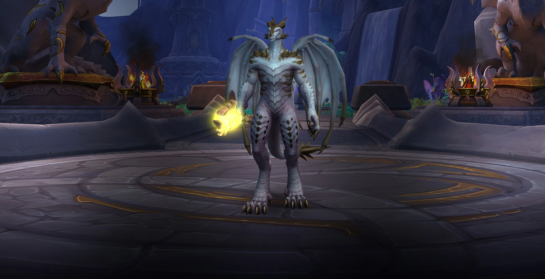 Character wearing great looking current gear with a stylish PvE transmog in World of Warcraft