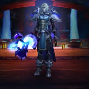 Character wearing great looking current gear with a stylish PvE transmog in World of Warcraft